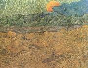 Vincent Van Gogh Evening Landscape with Rishing Moon (nn04) oil on canvas